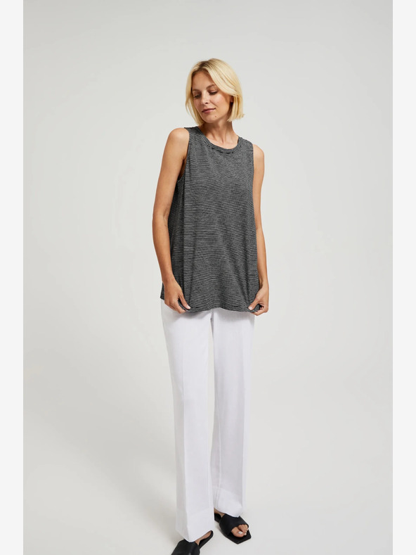 Moodo Črna črtasta majica Moodo