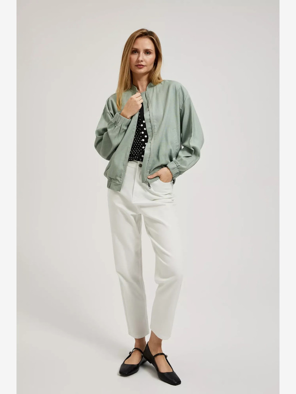 Moodo Zelena bombažna jopica z zadrgo Moodo