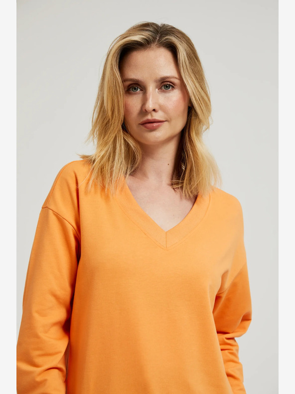 Moodo Oranžna majica z izrezom v obliki črke V Moodo