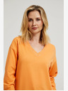 Moodo Oranžna majica z izrezom v obliki črke V Moodo