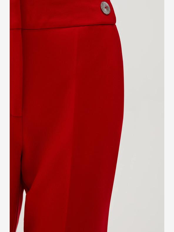 Moodo Rdeče ravne hlače s pasom Moodo