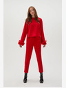 Moodo Rdeče ravne hlače s pasom Moodo