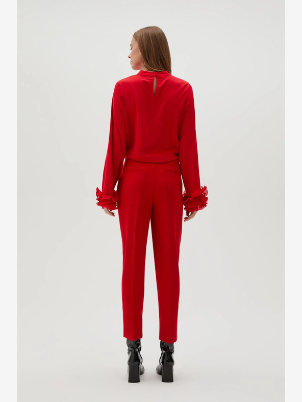 Moodo Rdeče ravne hlače s pasom Moodo