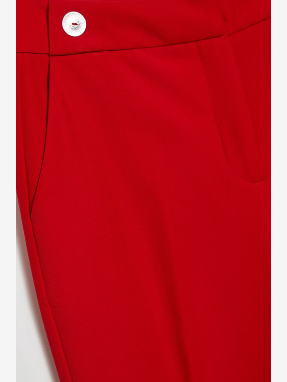 Moodo Rdeče ravne hlače s pasom Moodo