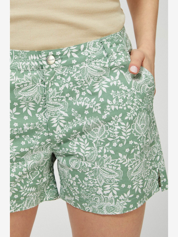 Moodo Zelene ženske hlače s cvetličnim vzorcem Moodo