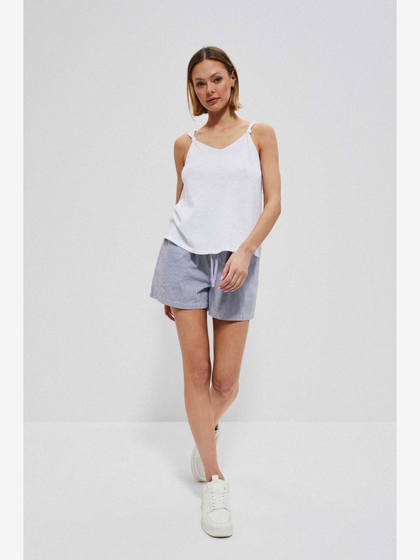 Moodo Belo-modre črtaste ženske hlače Moodo