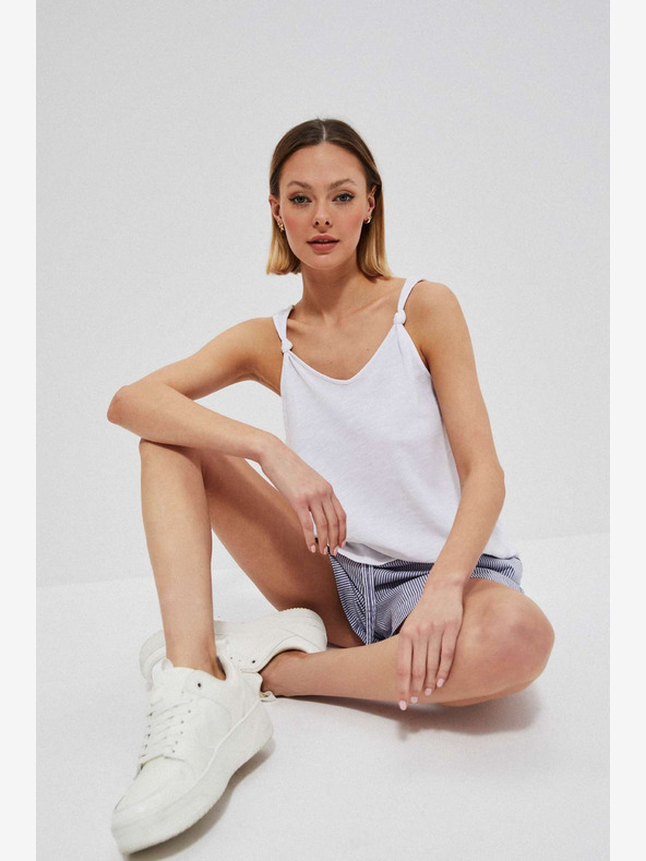 Moodo Belo-modre črtaste ženske hlače Moodo