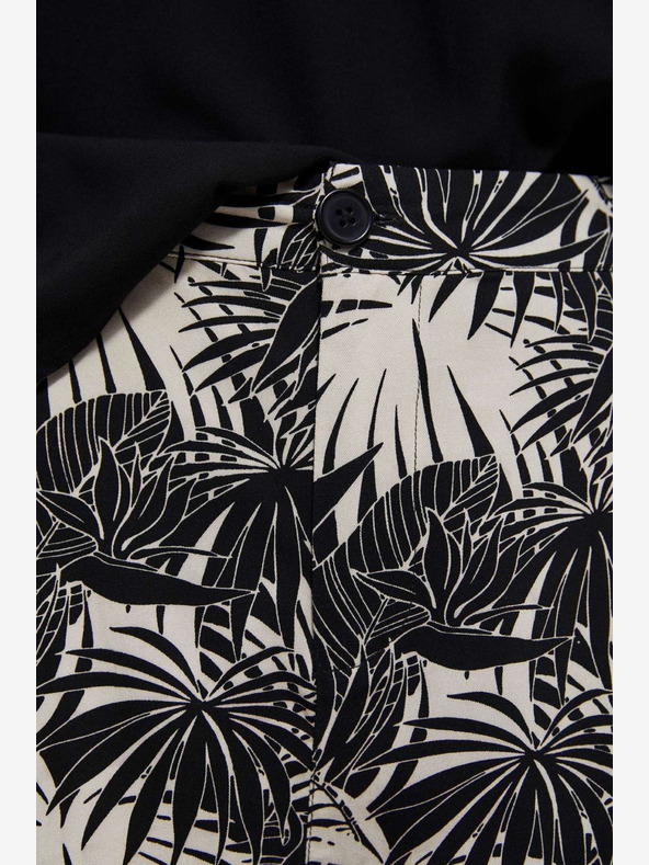 Moodo Belo-črne ženske kratke hlače z vzorcem Moodo