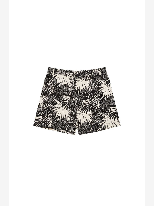 Moodo Belo-črne ženske kratke hlače z vzorcem Moodo