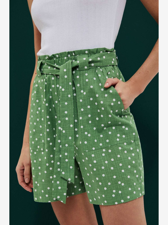 Moodo Zelene ženske hlače s pikami Moodo