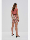 Moodo Bež ženske hlače s cvetličnim vzorcem Moodo