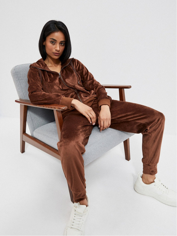 Moodo Moodo Rjave ženske hlače Moodo