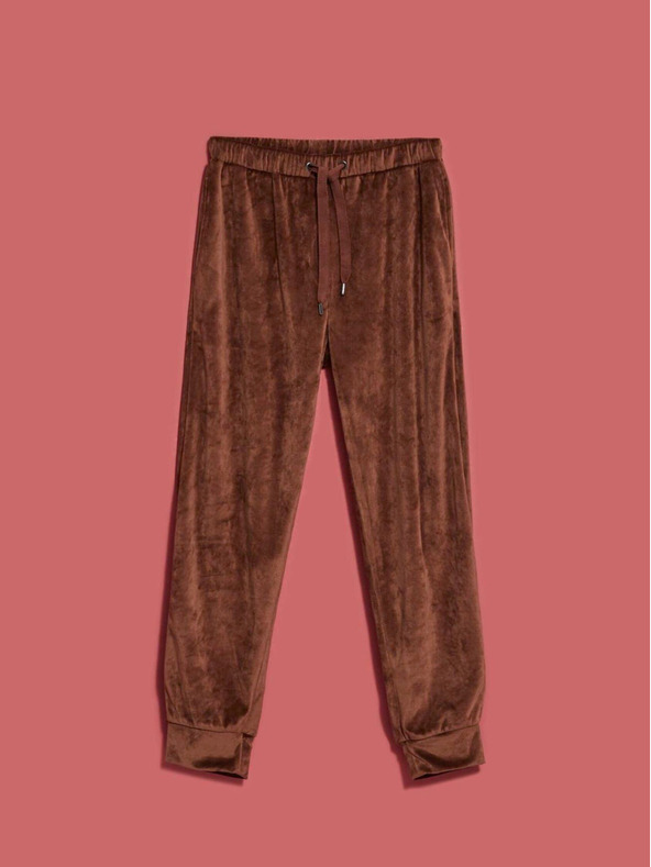 Moodo Moodo Rjave ženske hlače Moodo