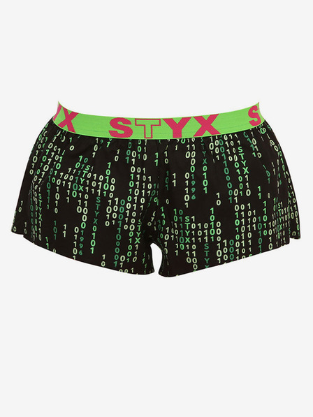 Styx Zeleno-črne ženske kratke hlače Styx z vzorcem