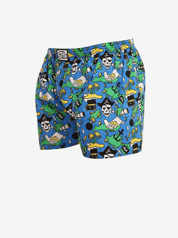 Styx Zeleno-modre moške kratke hlače Styx z vzorcem