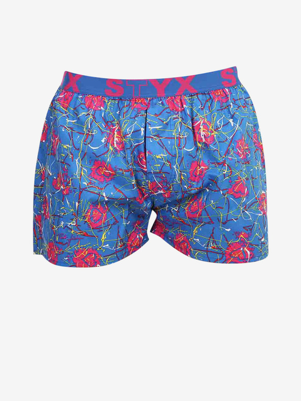 Styx Roza in modre moške kratke hlače Styx z vzorcem