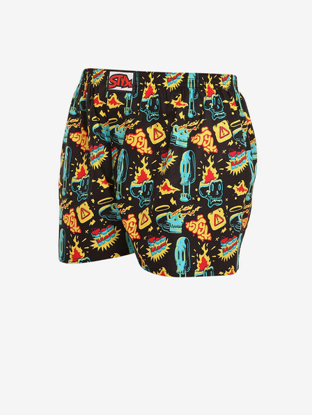 Styx Črno-rumene moške kratke hlače z vzorcem Styx art Toohot
