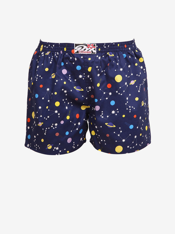 Styx Temno modre vzorčaste ženske kratke hlače za spanje Styx planets