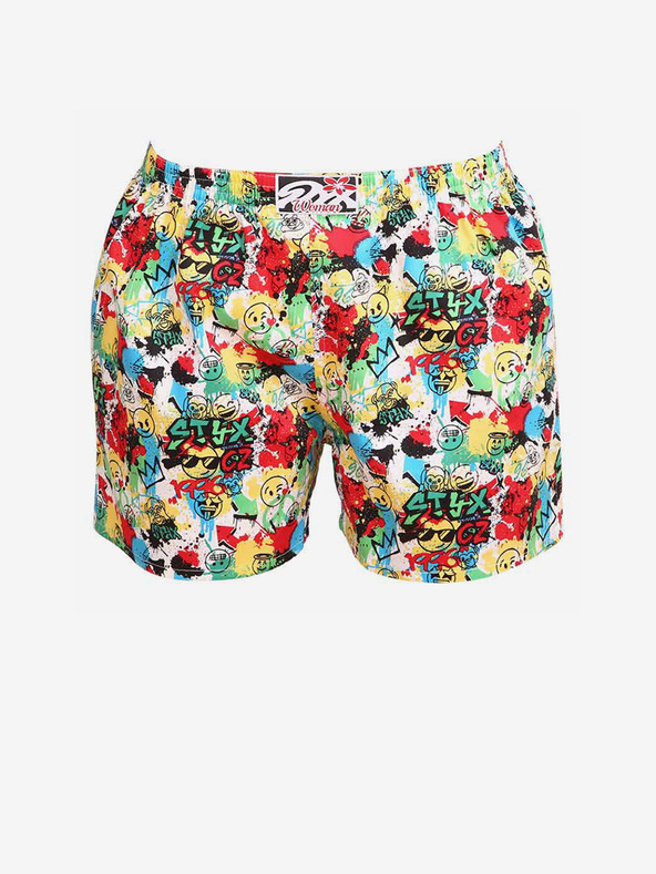 Styx Rumeno-rdeče vzorčaste ženske kratke hlače za spanje Styx emoji