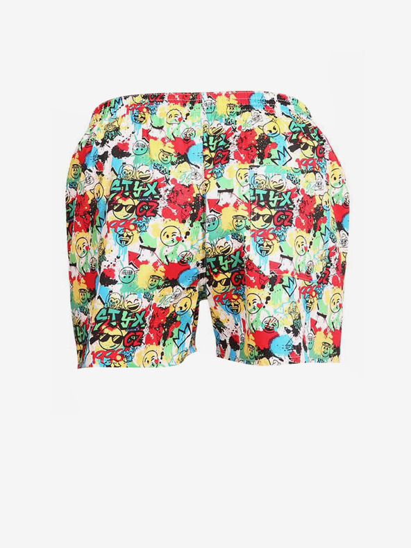 Styx Rumeno-rdeče vzorčaste ženske kratke hlače za spanje Styx emoji