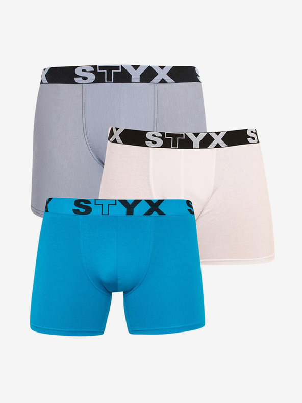 Styx Komplet treh - moške boksarice Styx dolge športne elastične večbarvne