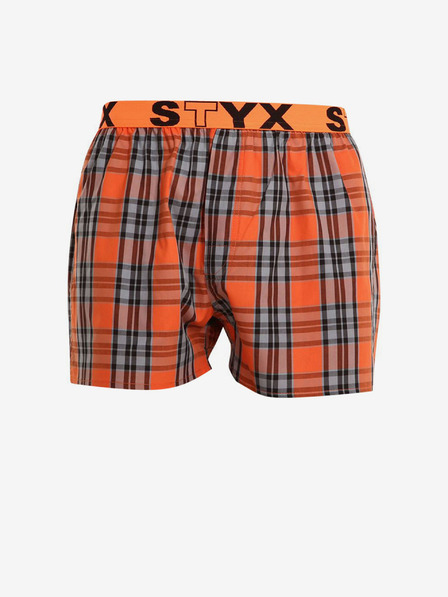 Styx Sive in oranžne moške kariraste kratke hlače Styx