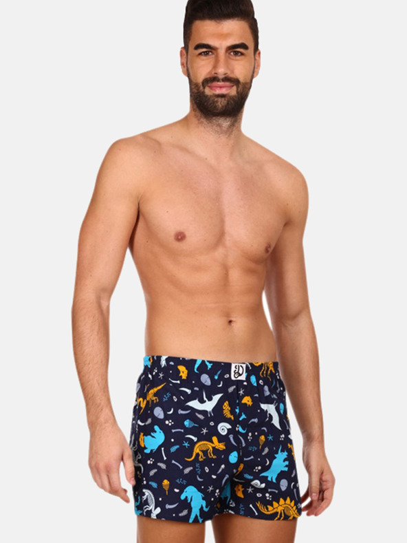Dedoles Temno modre moške kratke hlače z vzorcem Dedoles Dinozavri