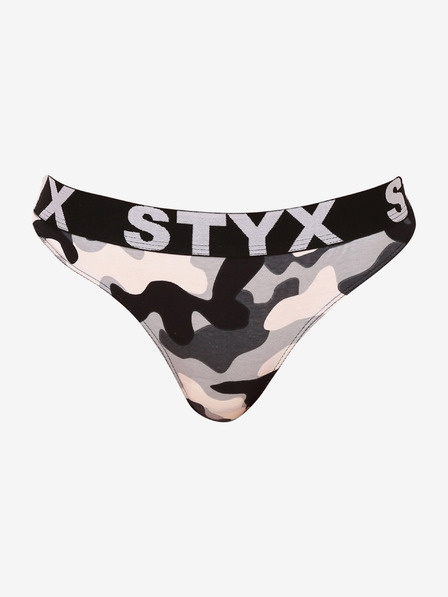 Styx Črne in sive ženske vojaške tangice Styx art camouflage