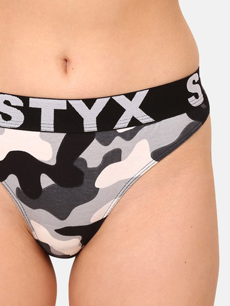 Styx Črne in sive ženske vojaške tangice Styx art camouflage