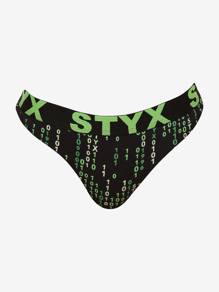 Styx Črno-zeleni ženski vzorčasti tangice Styx art Code