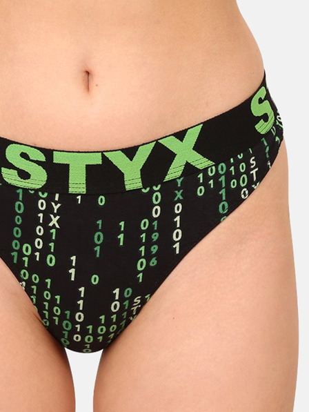 Styx Črno-zeleni ženski vzorčasti tangice Styx art Code