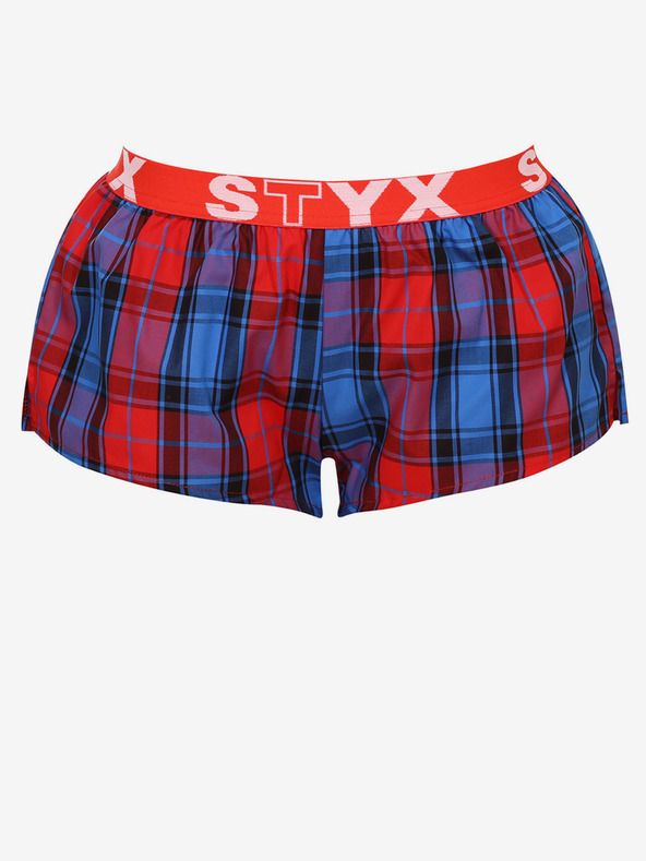 Styx Rdeče in modre kariraste ženske spalne hlače Styx