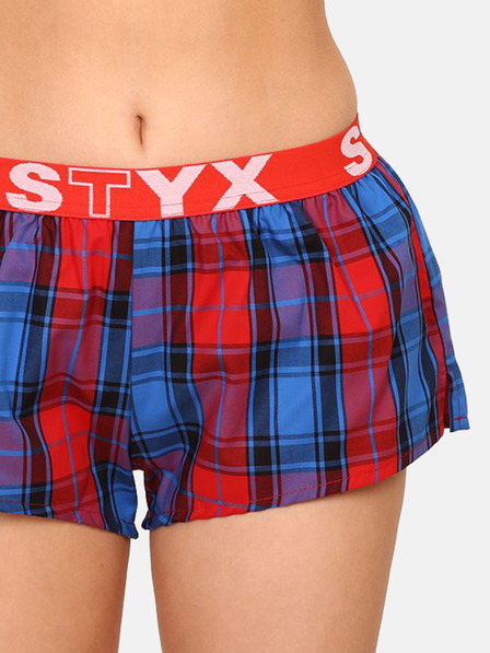 Styx Rdeče in modre kariraste ženske spalne hlače Styx