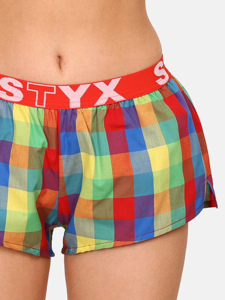 Styx Rdeče in zelene kockaste ženske spalne hlače Styx