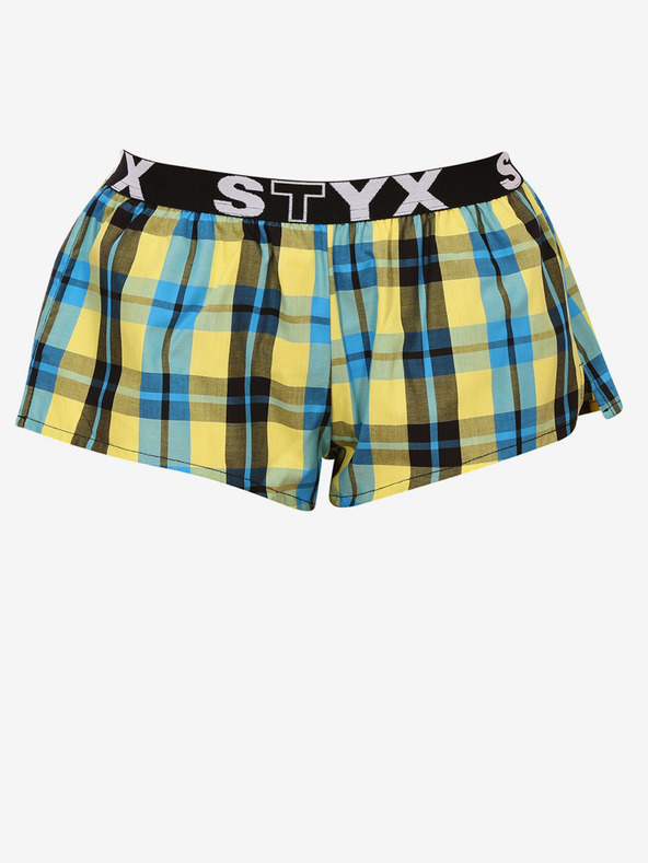 Styx Modre in rumene ženske kariraste spalne hlače Styx