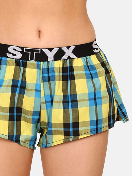 Styx Modre in rumene ženske kariraste spalne hlače Styx
