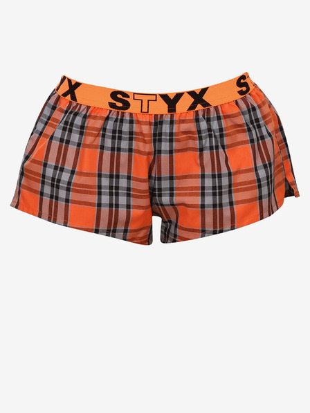 Styx Oranžne ženske kariraste spalne hlače Styx