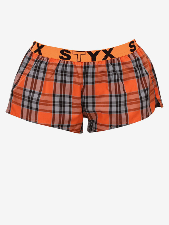 Styx Oranžne ženske kariraste spalne hlače Styx