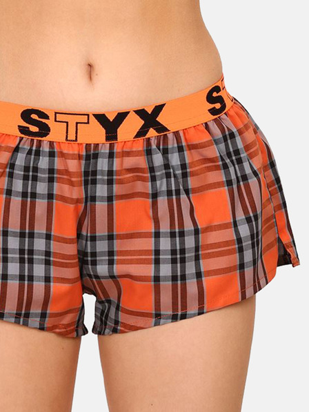 Styx Oranžne ženske kariraste spalne hlače Styx
