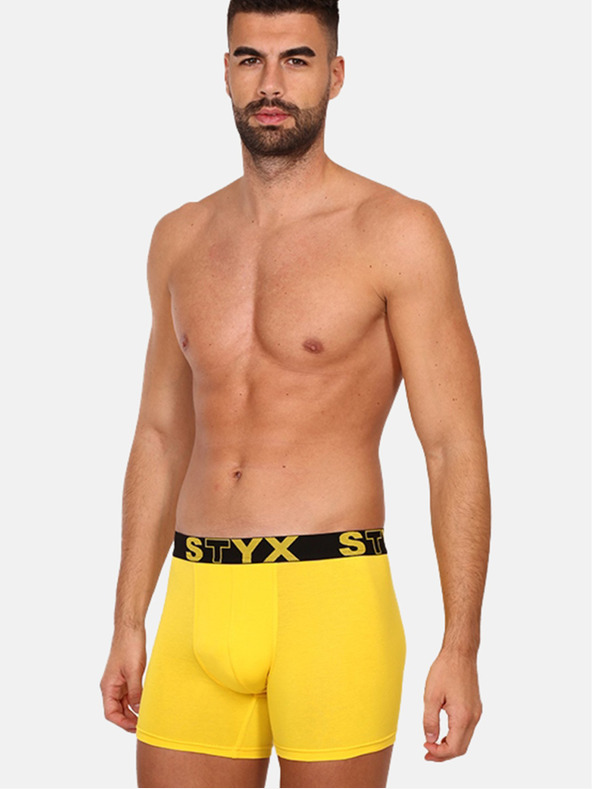 Styx Rumene moške dolge boksarske hlače Styx