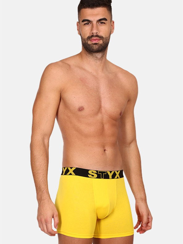 Styx Rumene moške dolge boksarske hlače Styx