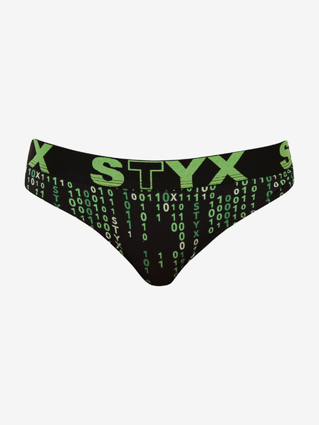 Styx Črne in zelene vzorčaste ženske kratke hlače Styx art koda
