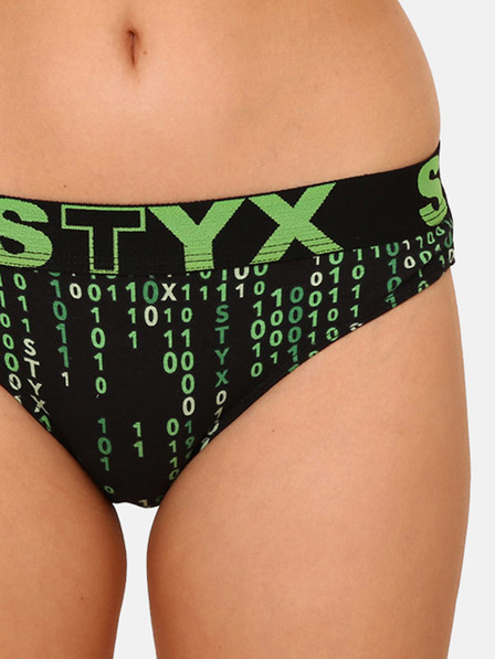 Styx Črne in zelene vzorčaste ženske kratke hlače Styx art koda