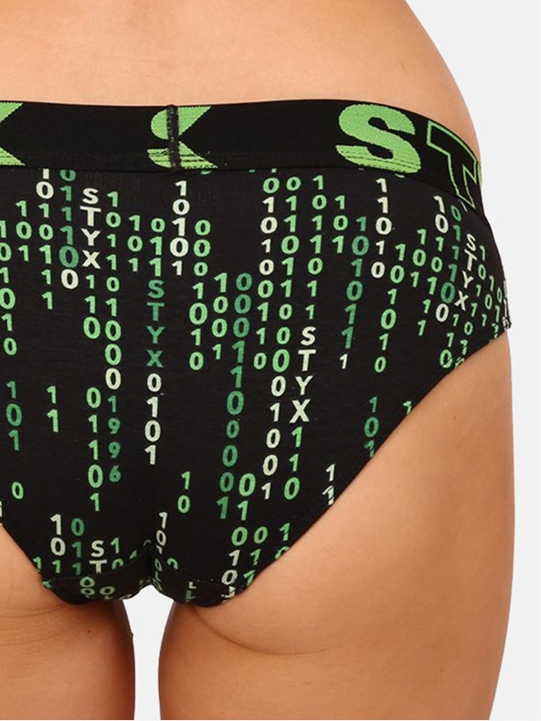 Styx Črne in zelene vzorčaste ženske kratke hlače Styx art koda