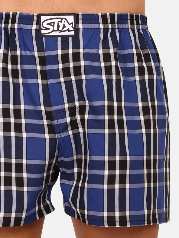 Styx Črno-modre moške kariraste kratke hlače Styx classic