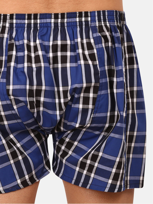 Styx Črno-modre moške kariraste kratke hlače Styx classic