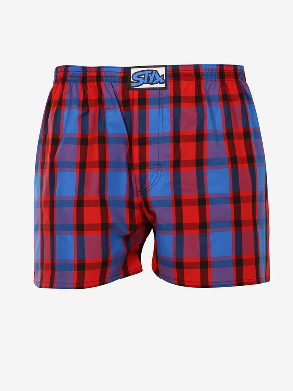 Styx Modre in rdeče moške kariraste hlače Styx