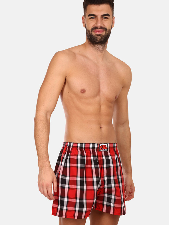 Styx Črno-rdeče moške kariraste kratke hlače Styx