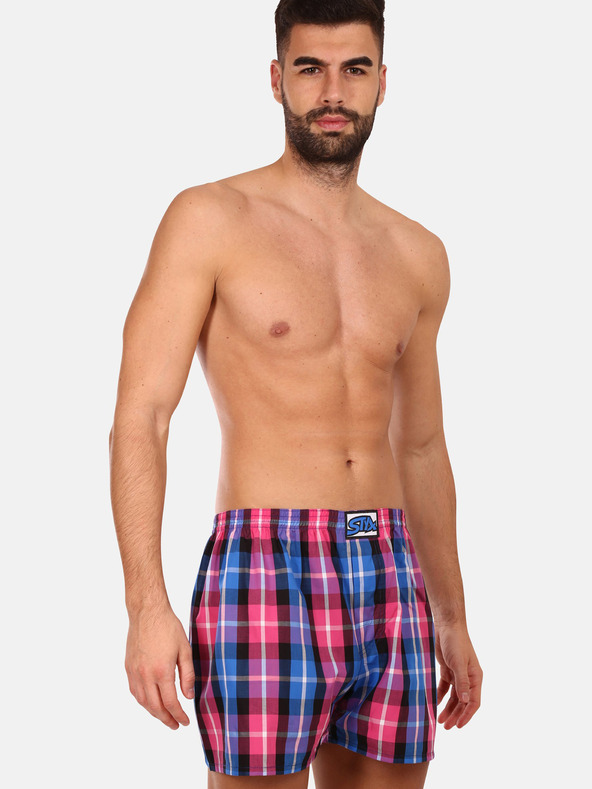 Styx Roza in modre moške kariraste kratke hlače Styx