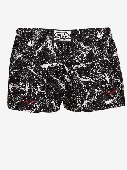 Styx Bele in črne fantovske hlače z vzorcem Styx art Jáchym